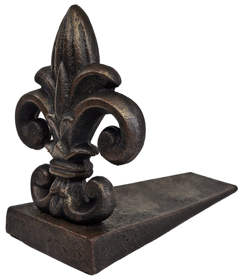 Lulu Decor 100% Cast Iron Fleur De Lis Door Stopper, 5 lbs 11 oz, Well Built Door Stopper, 6.50" H, 8" L - Image 1